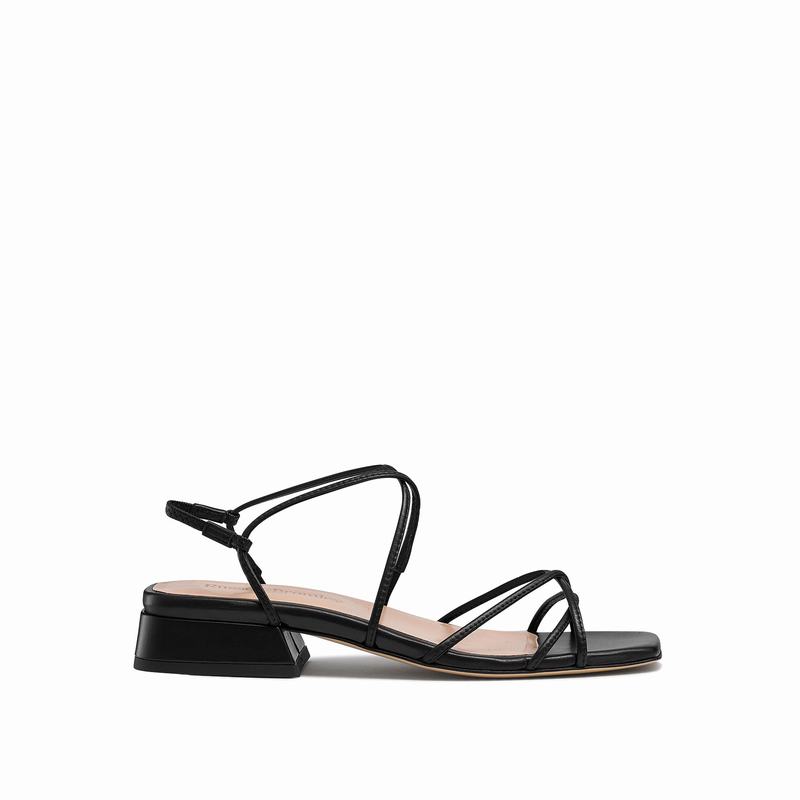 Russell & Bromley Airstrip Square Toe Sandals Women's Black [YXF9981FN]